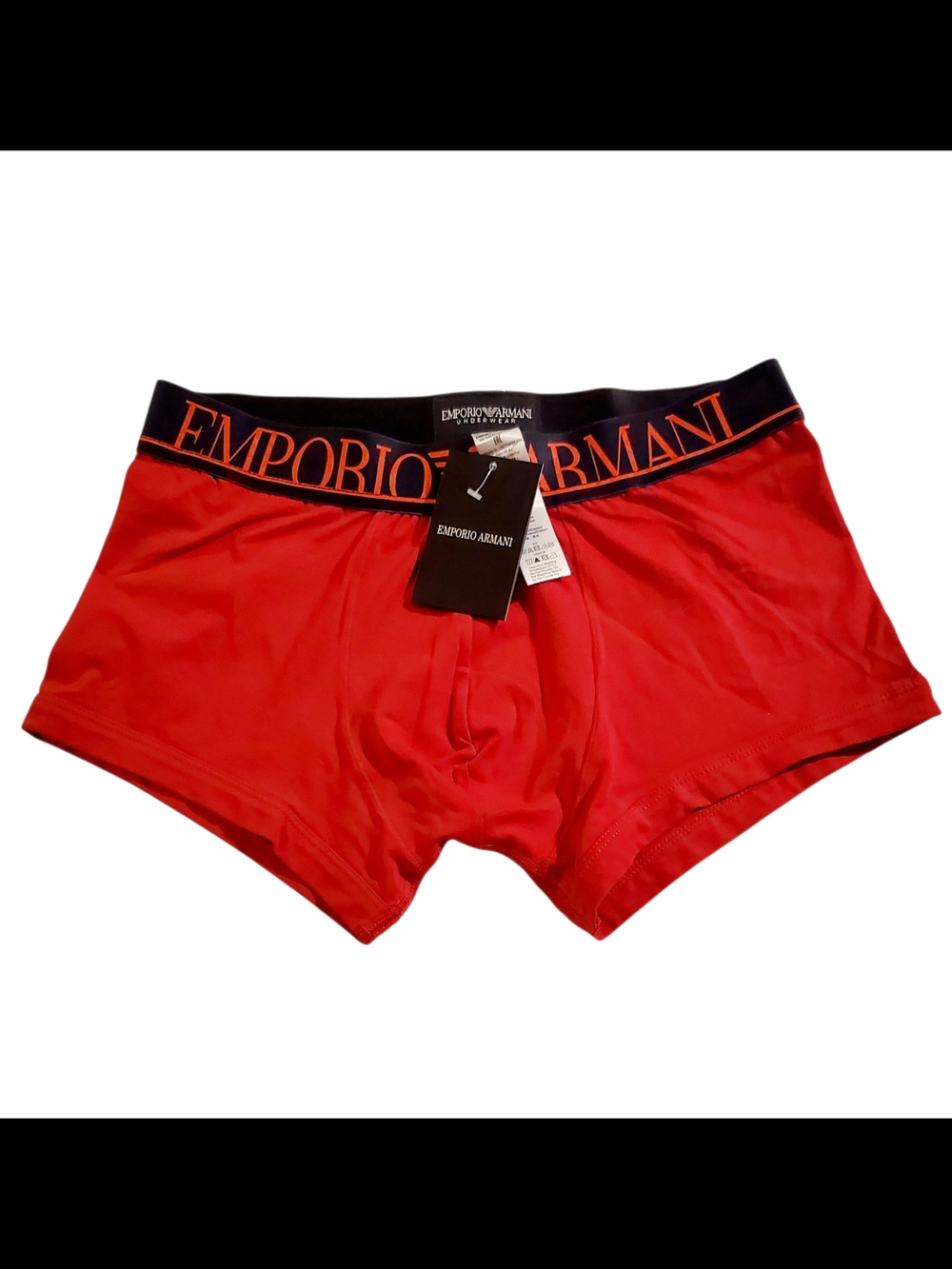 Emporio Armani Red Boxer Briefs with Black Branded Waistband